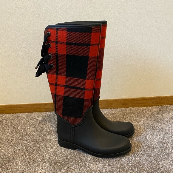 Coach Plaid Tall Boots Sz 8